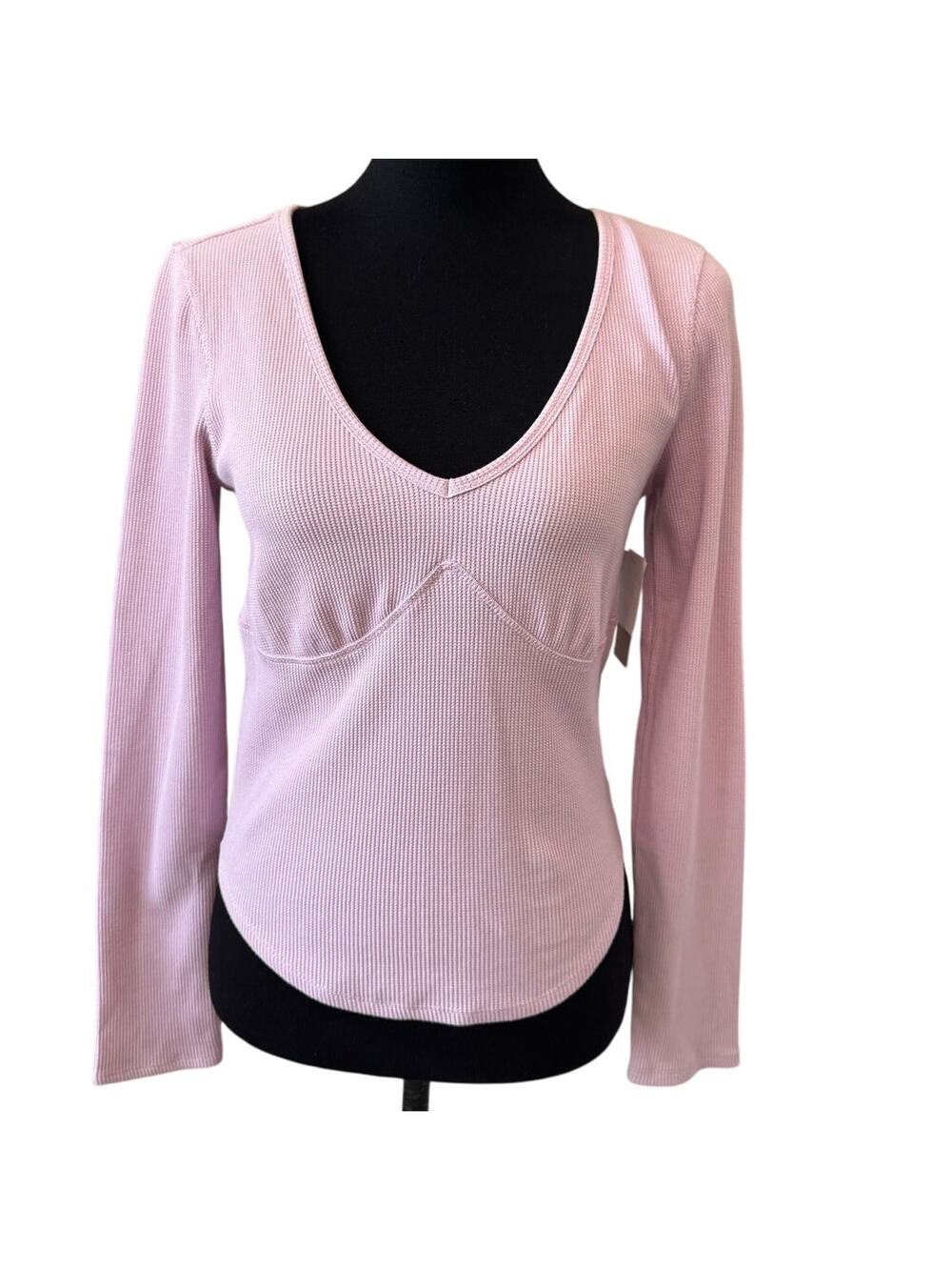 New BP. NORDSTROM Purple Long Sleeve V-Neck Ribbed Pullover T-Shirt Size M